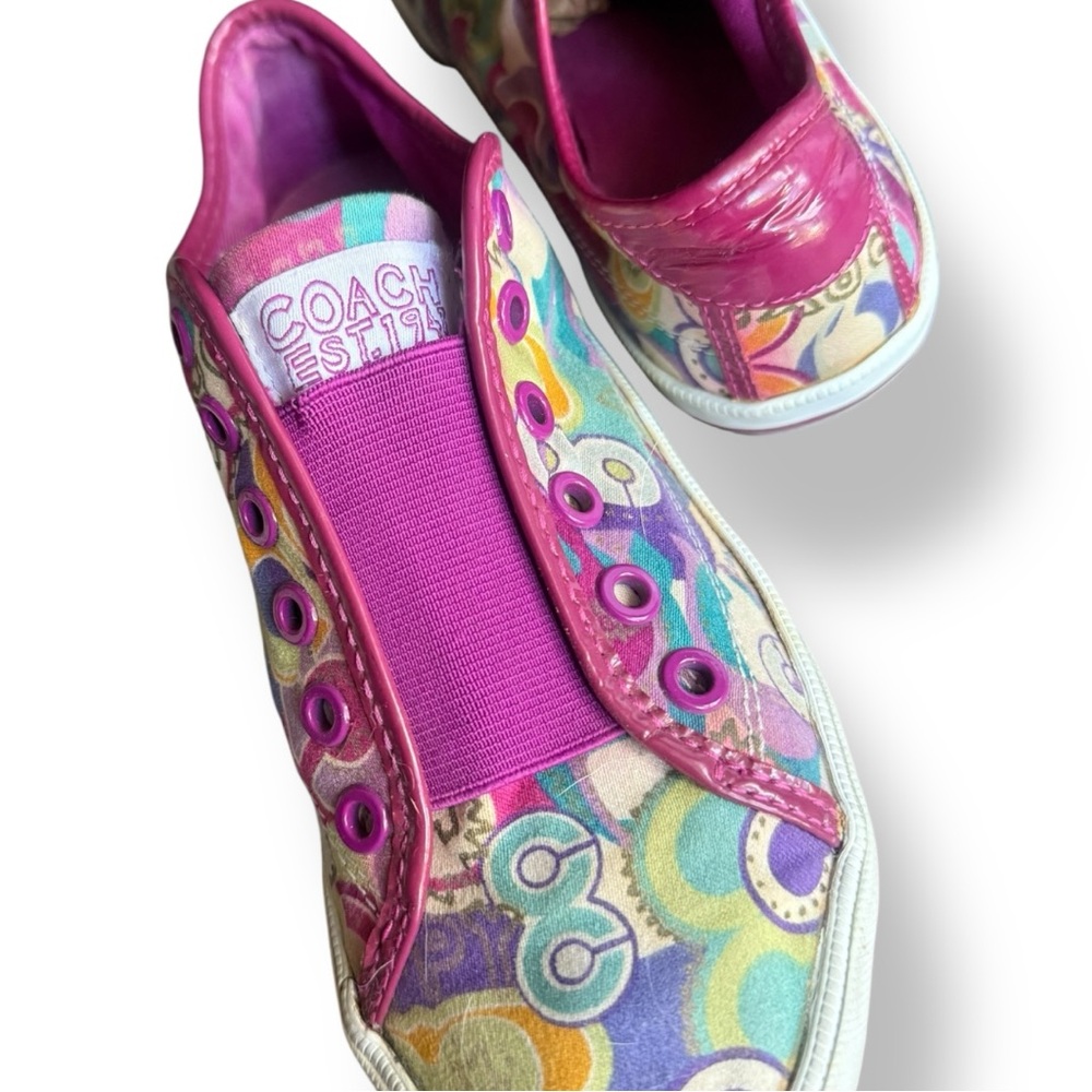 Coach 🪢 RARE, Bev Poppy Multicolor Colorful Slip-On Laceless Sneakers Size 7.5 - Picture 3 of 9